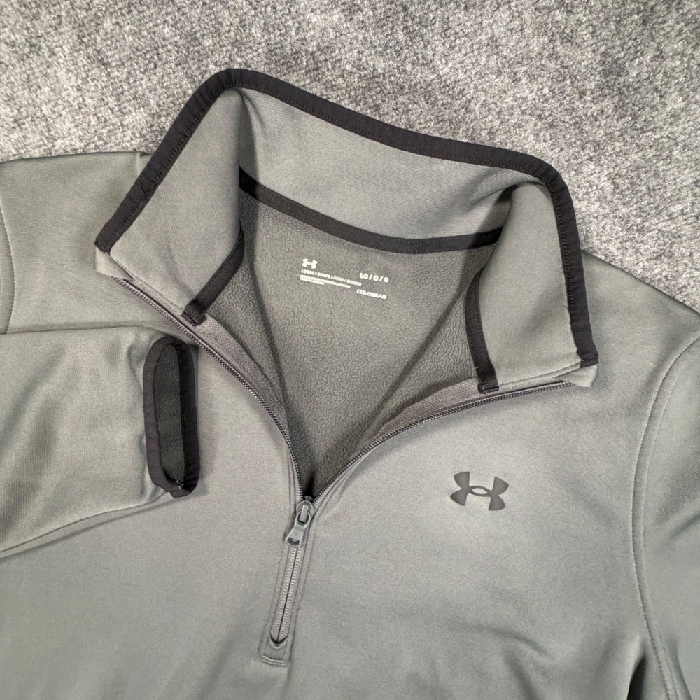 Under Armour ColdGear Mens Large Gray Quarter Zip Fleece Pullover Loose Fit 0799